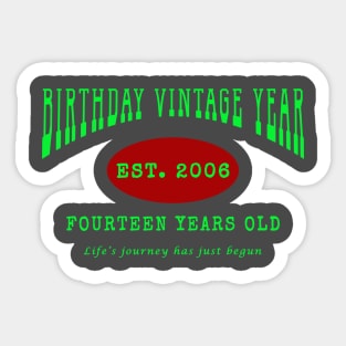 Birthday Vintage Year - Fourteen Years Old Sticker